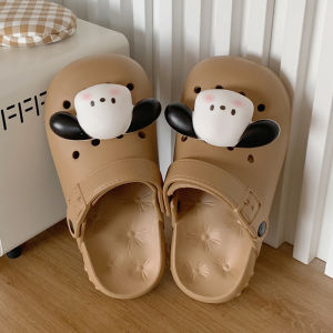 Outdoor Casual Cartoon Dog Hole Hole Shoes Womens Summer Anti-Slip Soft Bottom EVA Clog Shoes Low Heel Flat Bottom Sandals