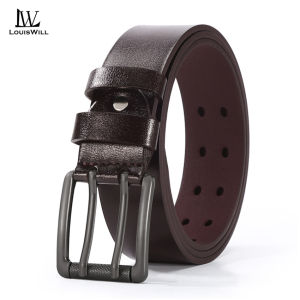 เข็มขัดผู้ชายแฟชั่น LouisWill เข็มขัด PU เข็มขัดดีไซน์แบบเข็มคู่สำหรับผู้ชายเข็มขัดทนต่อการขีดข่วนขนาด120ซม. เข็มขัดทำงานเข็มขัดวันพักผ่อนเข็มขัดสำหรับสุภาพบุรุษ
