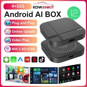 2026 Kowankit 4+32G 3 in 1 Wireless CarPlay AI Smart Box Android Auto Tv Box Netflix Youtube For Ford Benz Toyota Nissan Honda