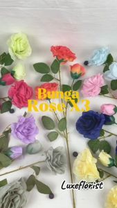 Artficial Flower Rose X3 Cabang Bunga Mawar Plastik Bunga Buatan Pajangan Dekorasi Hias