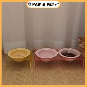 Pet Water Bowl Feeder Double Ceramic Bowl Acrylic Stand Anti Slip Pet Food Bowl Cat Dog High Quality Bowl Feeder