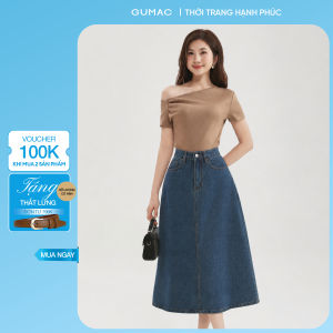 [VOUCHER 130K khi mua 2] Chân Váy Jeans Gmorning - GUMAC Form A Tôn Dáng Túi Mổ Hàm Ếch Thanh Lịch YVJF01071 - YVG07102