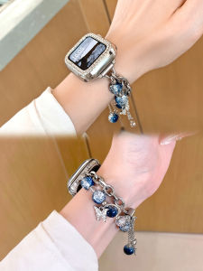 Uhada | Crystal Blue Butterfly Charm Watch Band Bracelet Compatible with iWatch