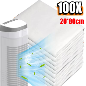 100Pcs Non-Woven Fabric Air Conditioner Filter Sheets / Cuttable Air Outlet Dust Cover Filter Paper / Household AC Vent Purification Dust Removal Filter Net