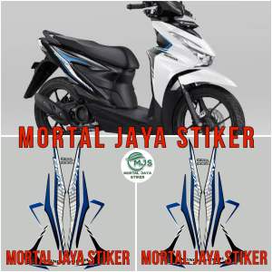 STIKER STRIPING LIS LES BODY HONDA BEAT CBS NEW 2024 2025 HITAM PUTIH