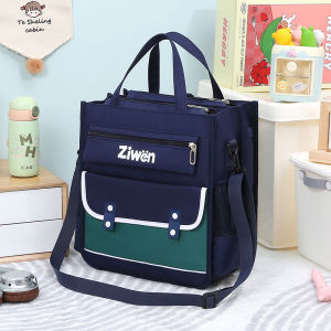 British Style Childrens Crossbody Bag Lightweight Dual Shoulder Art Bag Tutoring Bag Large Capacity Handheld Bag for Elementary School Students