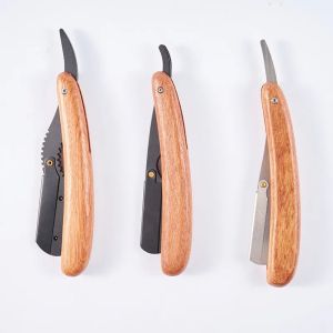 Mens Professional Barber Razor Pear Flower Wood Manual Folding Shaving Shave Stainless Steel Straight Razor Beard Trimmer
