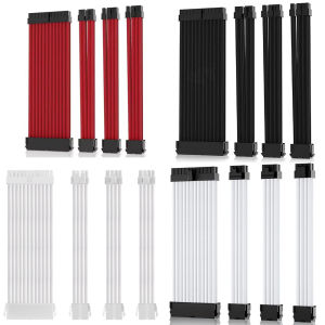4 Colors 24 Pin ATX PSU Mod Sleeved Extension Power Supply Cable Kit Connectors for ATX CPU GPU Modular Power Supply Unit