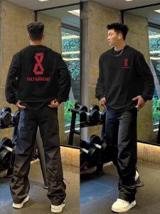 Áo Thun Nam Tay Dài Cổ Tròn Rộng Rãi Thường Ngày Mùa Thu Phong Cách Mỹ Ngoài Trời Thời Trang Đa Năng Quần Áo Công Sở Cotton 100%