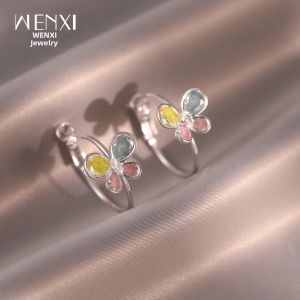 WENXI | Colorful Butterfly Luxurious Earrings Round Studs