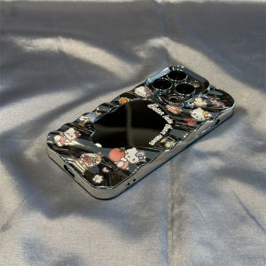 ZhiGe KT Cat Electroplated Foldable Phone Case for Apple 15 14 pro Max 13 pro 12 pro 11 Unique Popular Protective Fun Shell for Women