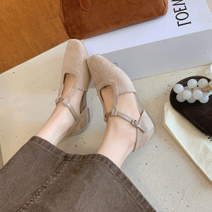 DIANCHA | Vintage French Mary Jane Style Braided Platform Sandals