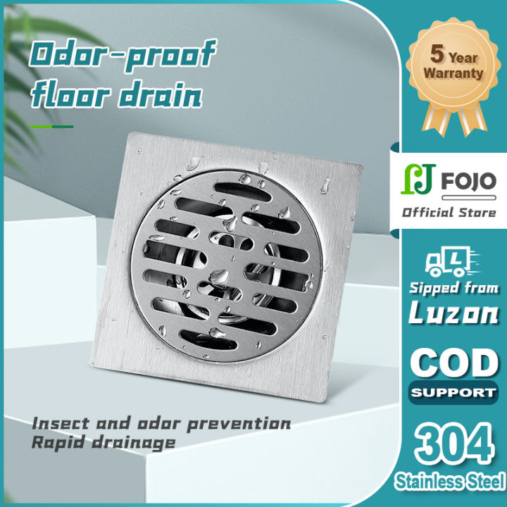 【FOJO】Bathroom Floor Drain Stainless Steel Backflow Preventer With Trap