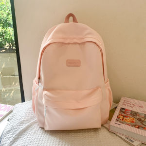 กระเป๋าเป้สะพายหลังผ้าไนลอนแบบลำลองสำหรับนักเรียนมัธยมปลายและนักศึกษาวิทยาลัย ดีไซน์ INS สีสันสดใส กระเป๋าใส่หนังสือสไตล์เกาหลี ปิดด้วยซิป ความจุขนาดกลาง