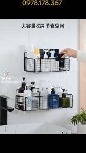 Kệ đựng đồ phòng tắm dán tường sơn tĩnh điện cao cấp - D36 x R16 x C12cm