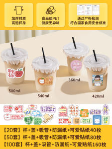 Food Grade Disposable Coffee Cup with Lid Takeout Milk Tea Cup PET Plastic Cup for Catering And Tableware