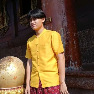 เสื้อไหมอิตาลี่คอจีนชาย แขนสั้นแขนยาว