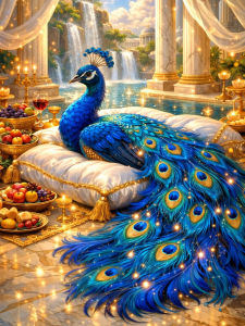 Huacan 5D DIY Diamond Painting Gorgeous Blue Peacock Diamond Mosaic Animal Landscape Complete Kit Picture Of Rhinestones