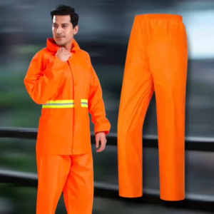 BIN LU Waterproof Reflective Rider Rain Suit Heavy Duty Kapote Jacket Pants Set Makapal Orange Raincoat for Motorcycle Rider Night Commute Foodpanda Grab Rider Manila Stock Philippines