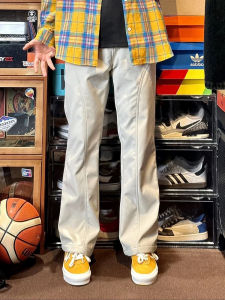 กางเกงขายาวทรงตรงผู้ชายฤดูใบไม้ผลิและฤดูใบไม้ร่วง กางเกงขายาวแบบกันลม กันน้ำ กันลม ใส่สบาย สไตล์อเมริกัน ผ้ากำมะหยี่
