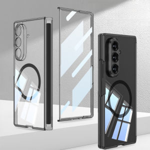 Official Transparent 360 Rotating Magnetic Bracket Case for Samsung Galaxy Z Fold 8 Ultra for Magsafe Charge Hinge Protect Cover