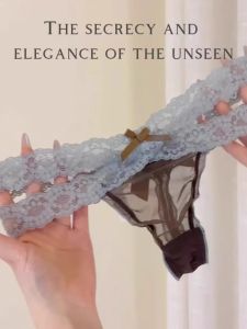 Low Waist Lace Patchwork Sweet French Blues Design Judoll Handbag Sport Outdoor Accessories Blue Color Block Lace Trim