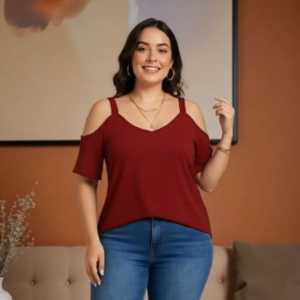 Jane Plus Size Cold Shoulder Blouse Cotton Spandex XL-3XL Trendy & Comfy Top for Women Casual Chic Style