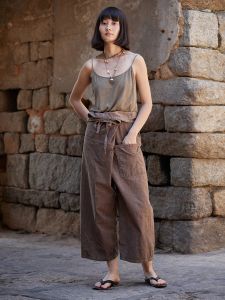 Vintage Wide Leg Pants Pure Cotton Plant Dyeing Loose Casual New Chinese Style Small Audience Left Bank Fragrance