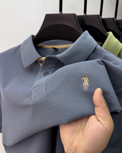 100% pure cotton high-end brand mens short sleeve polo shirt summer fashion customization horse embroidery classic Paul T-shirt