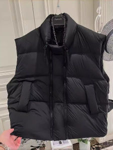 Womens down Cotton Vest Autumn Winter New Style Large Size Double Zipper Sleeveless Stand Collar Shoulder Pad College Style Jacket