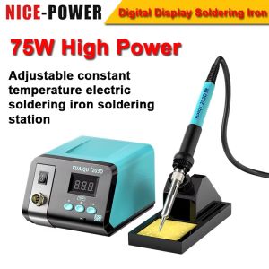 KUAIQU 75W 203D 203A Soldering Station 50℃~480℃ สถานีบัดกรี หัวแร้งบัดกรีป้องกันไฟฟ้าสถิตย์ สถานีบัดกรีปรับอุณหภูมิได้ หน้าจอดิจิตอล ร้อนขึ้นอย่างรวดเร็ว สําหรับซ่อม DIY