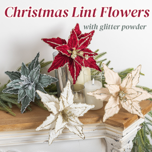 Christmas Lint Flowers With Glitter Powder Christmas Tree Poinsettia Artificial Flower Decoration Wedding Party Xmas Home Decor