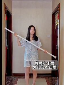 PACPIE 1-5M Tiang Gorden Fleksibel Tidak Perlu Pengeboran 32MM Diameter Batang Tirai Teleskopik Gantungan Baju