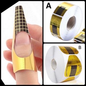 Golden Nail Art Tips Extension Forms Guide French DIY Tool Acrylic UV Gel