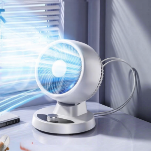 VCJ ลมพัดโต๊ะแบบเคลื่อนที่สำหรับใช้ในบ้านสำหรับนักเรียน สำนักงาน หอพักนักศึกษา ขนาดเล็ก ลมพัดแบบหมุนได้ 6 ชั่วโมง