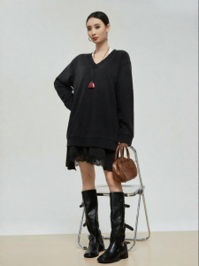 XIAODADEHUA | Two-piece Illusion Lace V-neck Loose Dress