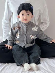 สไตล์เกาหลี ฤดูใบไม้ผลิ ฤดูใบไม้ร่วง สุนัขถัก การ์ตูน เด็กผู้ชาย เสื้อสเวตเตอร์ เด็กน้อย หลากหลาย เสื้อแจ็คเก็ต สินค้าใหม่ ทันสมัย 2024 ผ้าฝ้าย
