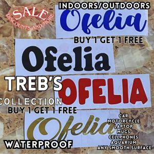 sticker name (buy 1 get 1 free) motorcycle car tumbler laptop decal decals vinyl waterproof ofelia