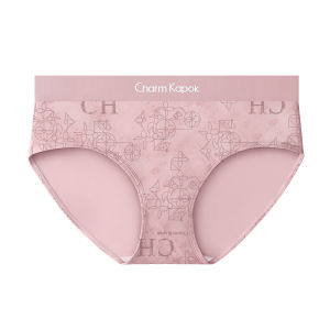 CharmKapok Ladies Cotton Underwear Antibacterial Breathable Triangle Shorts Pink Floral Print mid Waist Pure Cotton Crotch Briefs