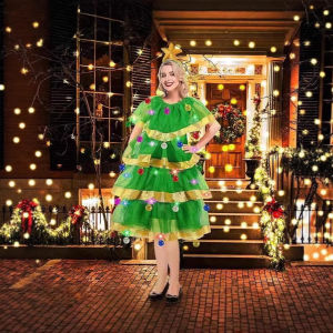 [Midnight store] 2025 Christmas clothing Adult cosplay green clothing Performance clothing Christmas tree day cute elf clothing