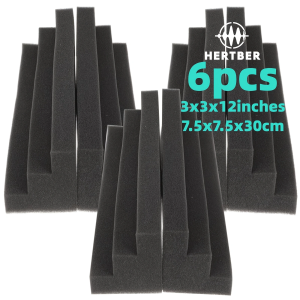 Tấm Xốp Cách Âm Đen Mật Độ Cao 3x3x12 Inch Bẫy Âm Trầm Góc Cạnh 6/12/16/24 Cái Dùng Cho Phòng Thu Rạp Hát Gia Đình Xử Lý Âm Thanh