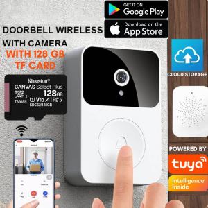 Thams Shopfordable Two Way Talk Doorbell Video Camera WIFI Doorbell Chime Hd Cctv Smart Night Vision Wireless Intercom Door hole Remote Video Rechargeable Long Lasting Batteries Battery Powered Automatic Alarm Home Security System 720P 720 Pixel