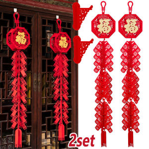 新年鞭炮 春节灯笼 2024 Chinese Spring Festival Firecracker Ornament Hanging Pendant New Year Decoration for Home Indoor Shopping Mall Store Supplies 103cm