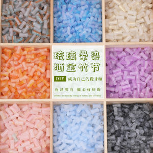 Colored Glaze Blooming Sprinkle Gold Bamboo Joint DIY Handmade National Style Earrings Bamboo Hairpin Bracelet National Fashion Accessories Loose Beads Material