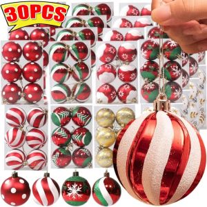 Wholesale 6/12/24/30Pcs 6CM Colorful Christmas Balls Glitter Gold White Red Xmas Tree Ornament Hanging Pendant Christmas Decorations