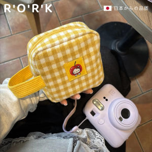 Cute Kitty Plaid Small Travel Storage Bag Sanitary Napkin Portable Handbag for Miscellaneous Items Compact Organizer Bag