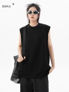 เสื้อกั๊กแขนกุดคอวีผ้าฝ้ายแท้สไตล์อเมริกันสำหรับฤดูร้อน เสื้อยืดลำลองสำหรับผู้ชายและผู้หญิง เสื้อกั๊กแบบลำลองสำหรับเล่นกีฬา