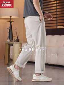 NEW BOLUNE | Summer Lightweight Stretch Mens Nine-Tenths Casual Straight Pants