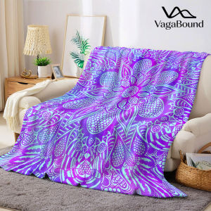purple mandala Flannel Blanket Warm Soft Halloween Christmas Decorative Couch Warm Cozy All-Season Gift
