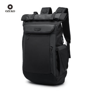 OZUKO New Men Backpack Multifunction USB Charging Laptop Bag Fashion Schoolbag